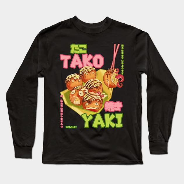 Tantalizing Takoyaki Long Sleeve T-Shirt by Kowhai Art